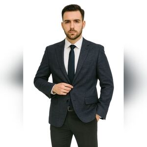 Theory Gansevoort Sartorial Basket Weave Blazer in Blue 100% Vigin Wool Career